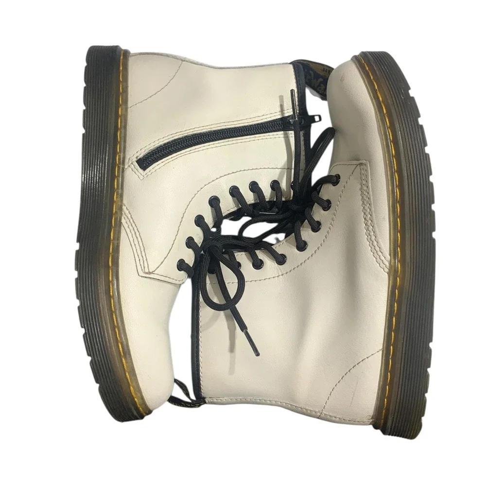 Dr Martens Kids White Zavala J Boots‎ Size 4 US M 5 US L Side Zip Lace Up